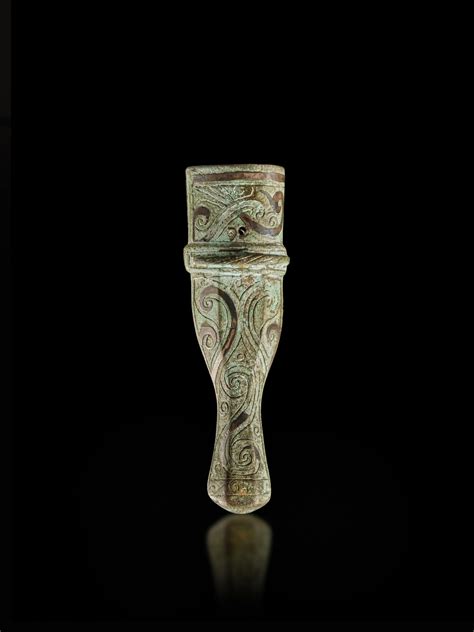 An Archaic Silver Inlaid Bronze Ferrule Eastern Zhou Dynasty Warring