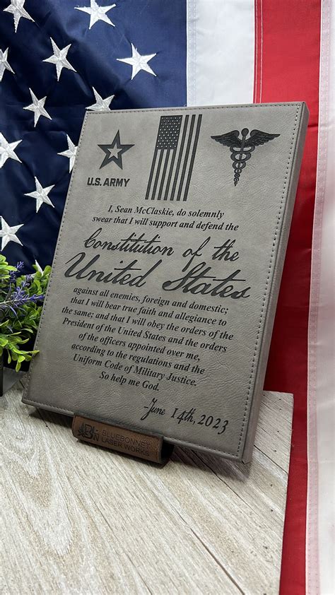 Enlistment Oath Reenlistment Leatherette Or Wood Plaque Personalized