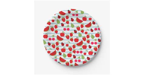Striped Summer Fruit Paper Plates Zazzle